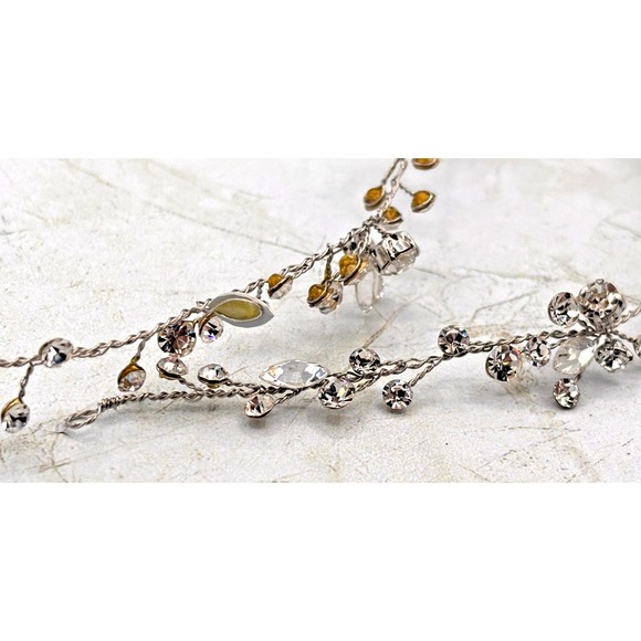 Twigs & Honey Extra Long‎ Bridal Crystal Hair Vine & Pear Drop Earrings Combo main image 8